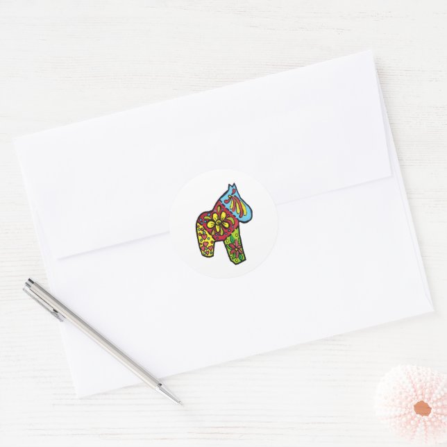 Adesivo Redondo Cavalo de Patchwork (Envelope)