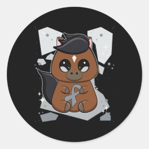 Adesivo Redondo Cavalo de raça pura com dislexia mundial de fita e