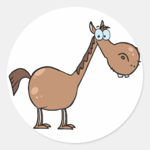 Adesivo Redondo Cavalo Derpy Engraçado Garanhão Marrom Tolo