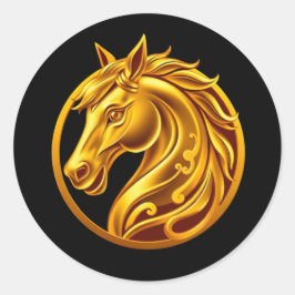 Adesivo Redondo Cavalo Dourado
