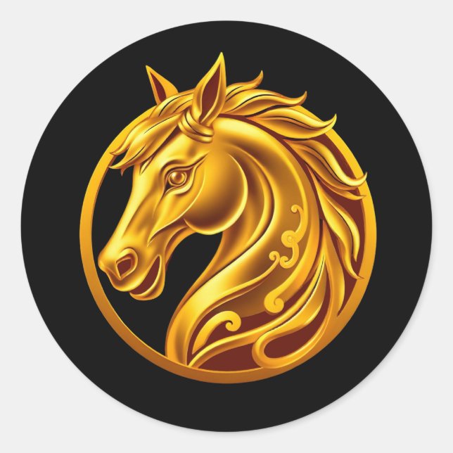 Adesivo Redondo Cavalo Dourado (Frente)