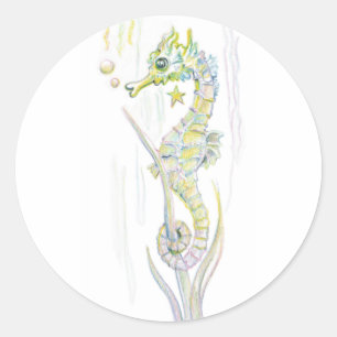 Adesivo Redondo Cavalo marinho do Succulent