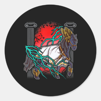 Adesivo Redondo Cavalo Mitos Gregos Zeus Deuses Antigos Equine Lig