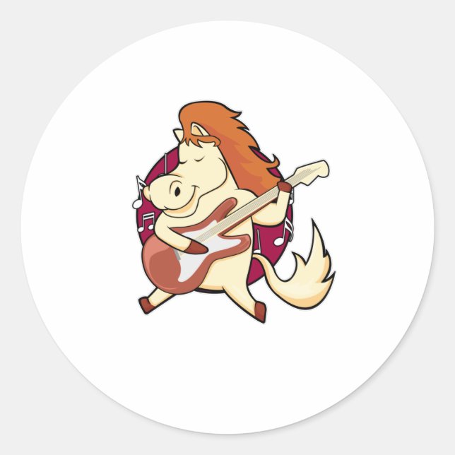 Adesivo Redondo Cavalo na Música com Violão (Frente)