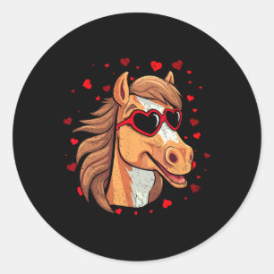 Adesivo Redondo Cavalo Namorados Pulseia Amantes de Cavalo Coração
