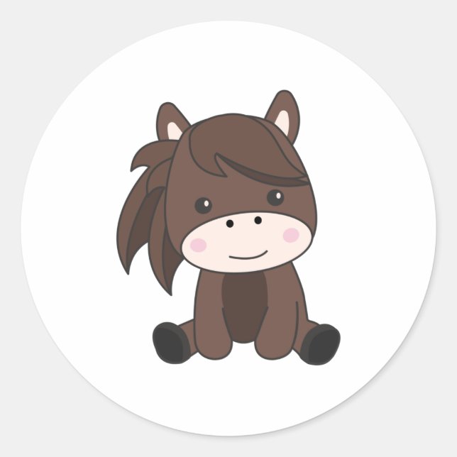 Adesivo Redondo Cavalo-Pêu-Pó-Equino Para Crianças (Frente)