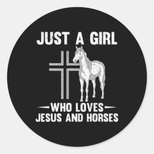 Adesivo Redondo Cavalo Povoado Jesus Devotee Meninas Equestres Mul