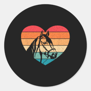 Adesivo Redondo Cavalo Retro Cavalo Coração Ancorando Cavalo Lover