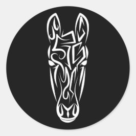 Adesivo Redondo Cavalo Tribal Negro e Branco
