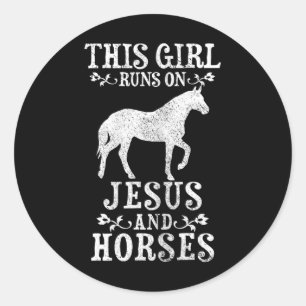 Adesivo Redondo Cavalos & Jesus Horseback a Caminhar Presente