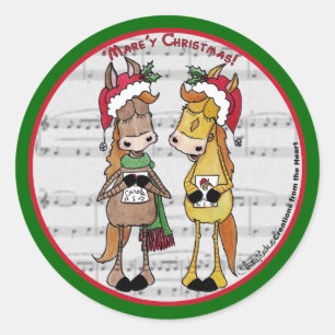 Adesivo Redondo Cavalos Carineiros - 'Mare'y Christmas
