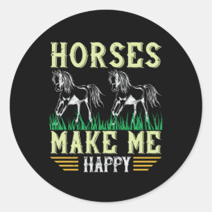 Adesivo Redondo Cavalos - Cavalos me fazem feliz