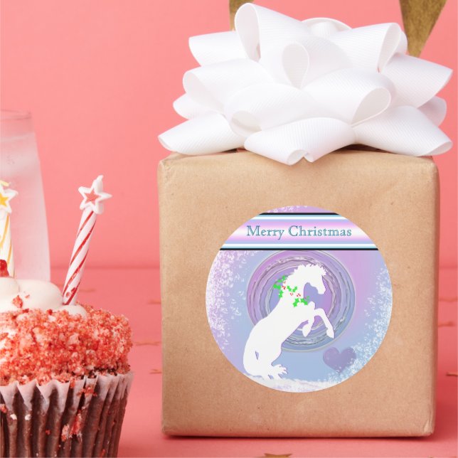 Adesivo Redondo Cavalos de Coração Branco V Feriado (Pink/Lav Swir (Festa)