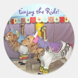 Adesivo Redondo Cavalos do carrossel para ouro