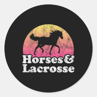 Adesivo Redondo Cavalos E Lacrosse, Mulheres Ou Cavalos Meninos