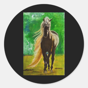 Adesivo Redondo Cavalos Negros Vermelhos Cavalos Cavalos Andando C