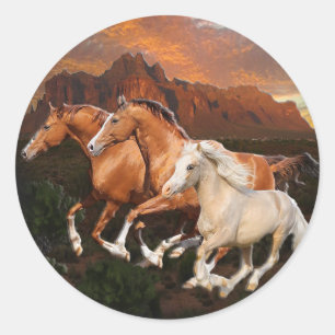 Adesivo Redondo cavalos selvagens do Arizona