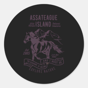 Adesivo Redondo Cavalos Selvagens Selvagens da Ilha de Assateague