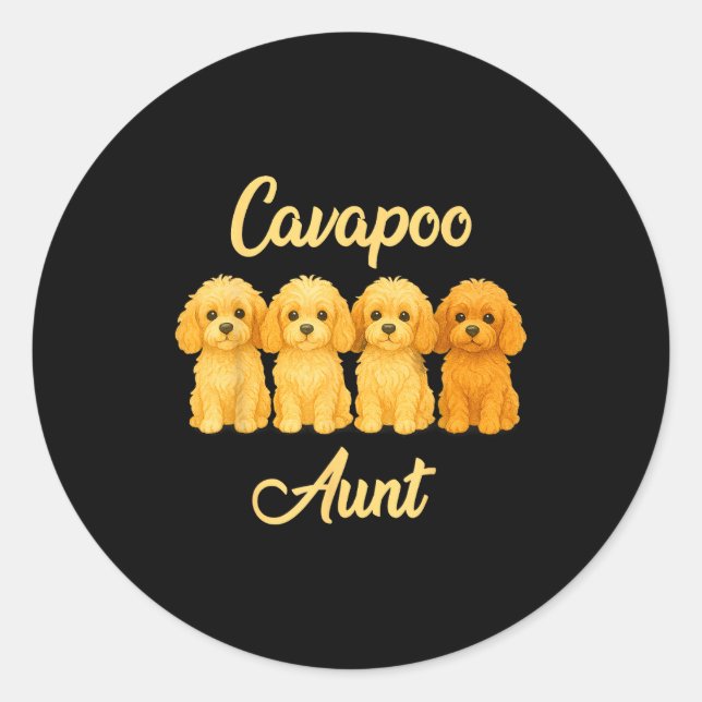 Adesivo Redondo Cavao Aunt Cute Dog Lover Gift Funny Women Puppy O (Frente)