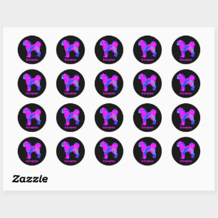 Adesivo Redondo Cavapoo Crazy Quente Rosa e Azul