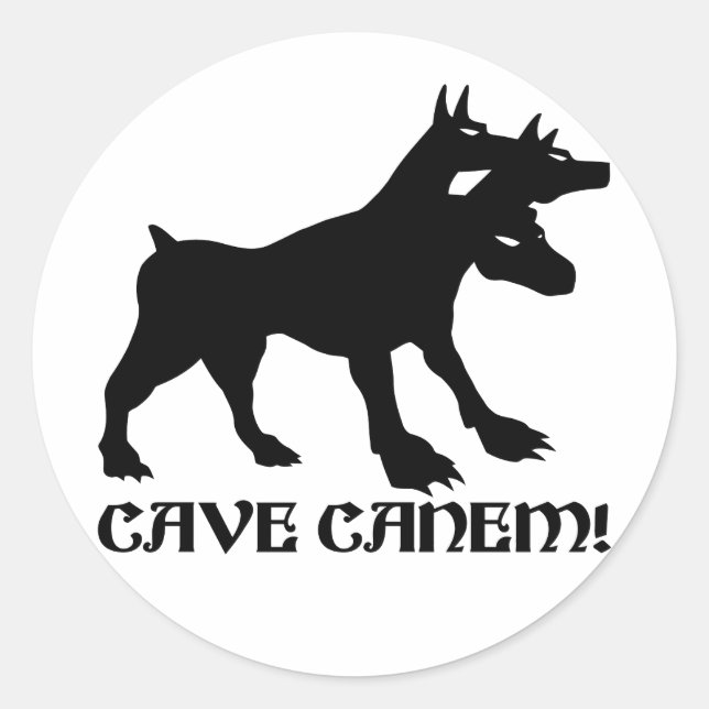 Adesivo Redondo CAVE CANEM - BEWARE DO CACHORRO Latim (Frente)