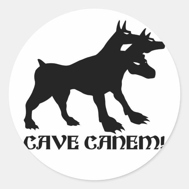 Adesivo Redondo CAVE CANEM - BEWARE DO CACHORRO Latim (Frente)