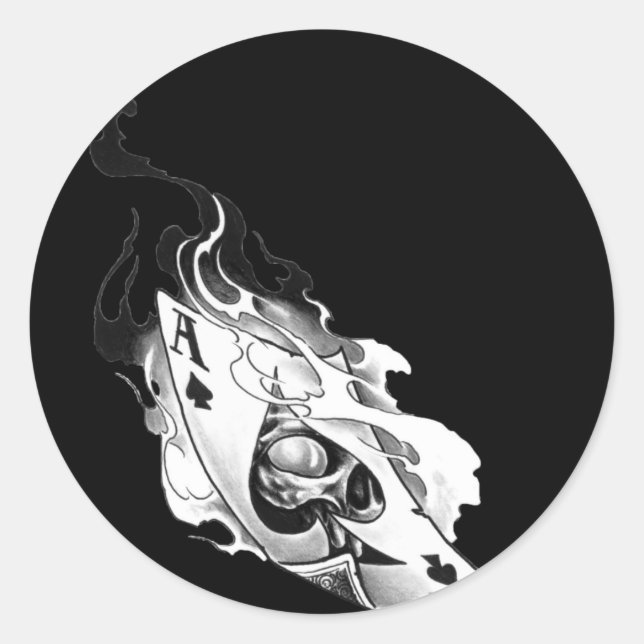Adesivo Redondo Caveira Ace Flaming (Frente)