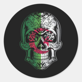 Adesivo Redondo Caveira Argélia E Bandeira Rosa