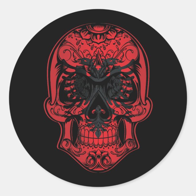 Adesivo Redondo Caveira Da Albânia E Bandeira Rosa (Frente)