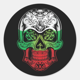 Adesivo Redondo Caveira Da Bulgária E Bandeira Rosa