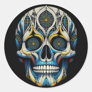 Adesivo Redondo Caveira da Catedral Gótica