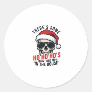 Adesivo Redondo Caveira de Natal Ho Ho Ho Humor Design