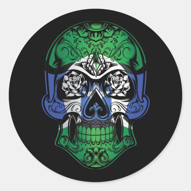 Adesivo Redondo Caveira E Bandeira De Rosas Do Estreito De Torres (Frente)