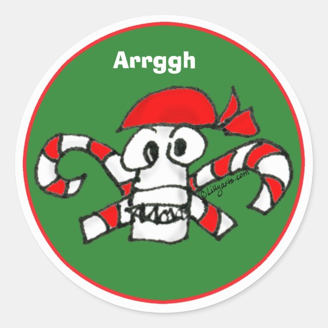 Adesivo Redondo Caveira e Crossbones Envelope Verde Pirata (Frente)