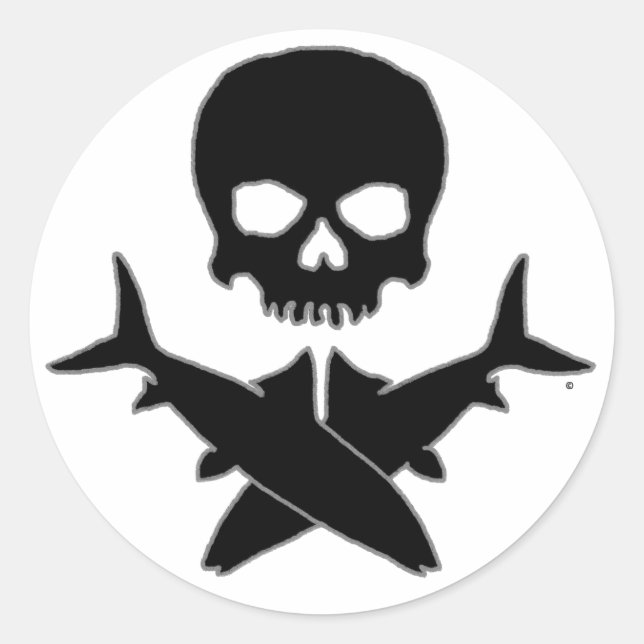 Adesivo Redondo Caveira e ossos cruzados por Patternwear © (Frente)