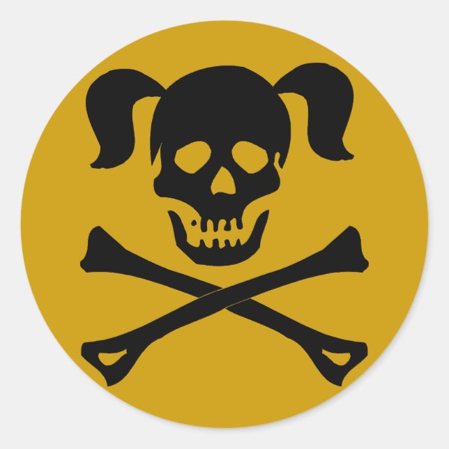 Adesivo Redondo Caveira Negra e Crossbones Com Coágulos (Frente)