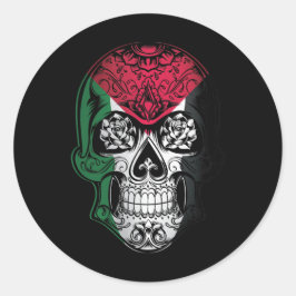 Adesivo Redondo Caveira Palestina E Bandeira De Rosas