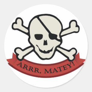 Adesivo Redondo Caveira - Pau redondo branco clássico, brilhante