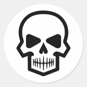Adesivo Redondo Caveira Simples   Elegância em preto e branco