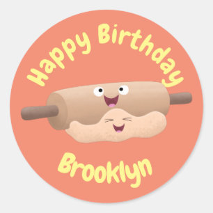 Adesivo Redondo Cavilha rolante e cartoon para pastelaria