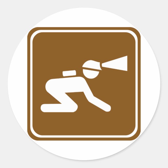Adesivo Redondo Caving Highway Sign (Frente)