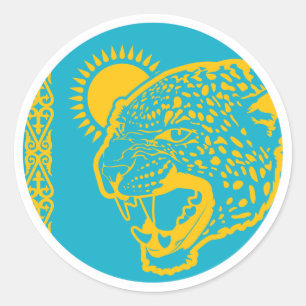 Adesivo Redondo Cazaquistão - Leopardo-das-neves Kazakh