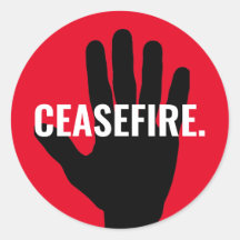 Ceasefire vermelho branco preto negrito texto pers