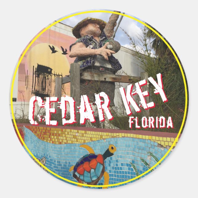 Adesivo Redondo Cedar Key, viagem da Flórida 2018 (Frente)