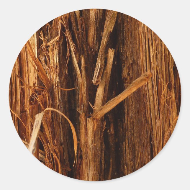 Adesivo Redondo Cedar Textura de Latido de Madeira (Frente)
