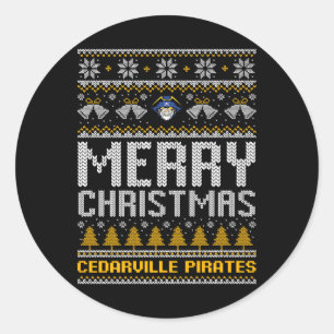 Adesivo Redondo Cedarville Pirates Logo Feliz Natal Suor Feio