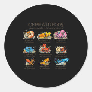 Adesivo Redondo Cefalópodes polvo amante oceano mar animal biologi
