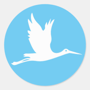 Adesivo Redondo Cegonha branca voadora