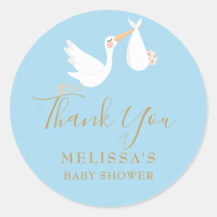 Adesivo Redondo Cegonha de Entrega Especial Baby Shower/Sprinkle