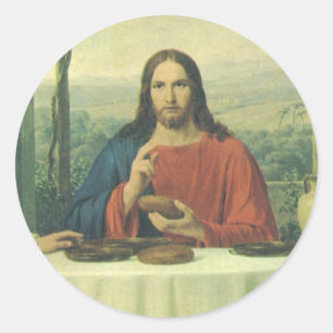 Adesivo Redondo Ceia Antiga em Emaús com Jesus Cristo